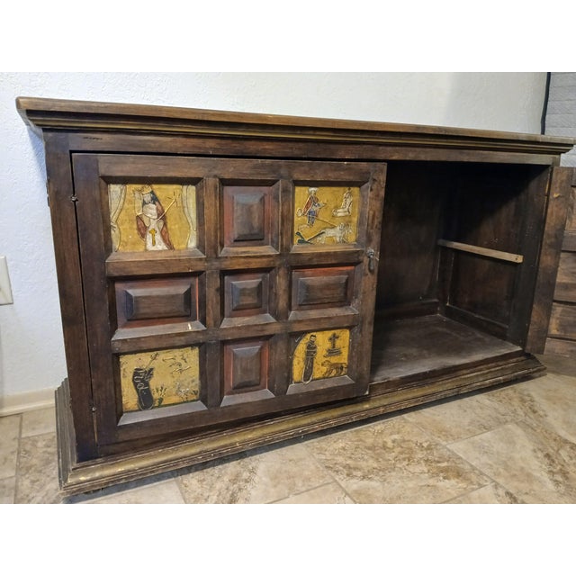 Late 19th Century 19th Century Antique Hand Painted Spanish Colonial Sideboard For Sale - Image 5 of 12