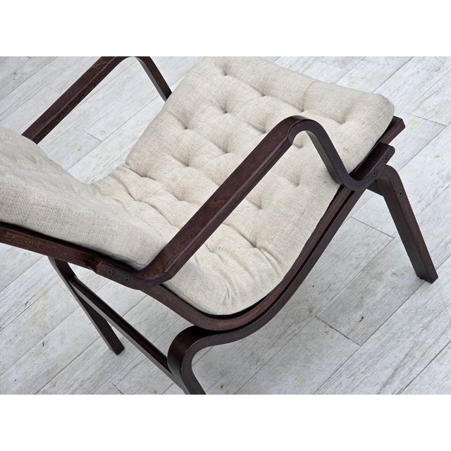 Vintage Scandinavian Chair in Furniture Wool and Dark Beech Wood, 1970s For Sale - Image 15 of 18