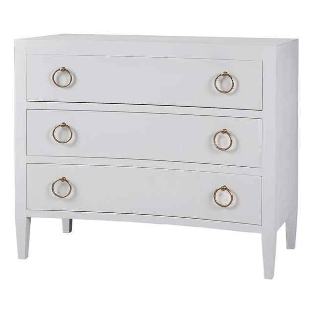 White Linen Wrapped Modern Chest of Drawers For Sale