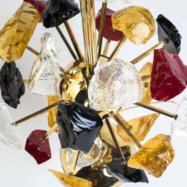 Brass 1980s Starburst Multi-Color Glass Lamps - a Pair For Sale - Image 8 of 9