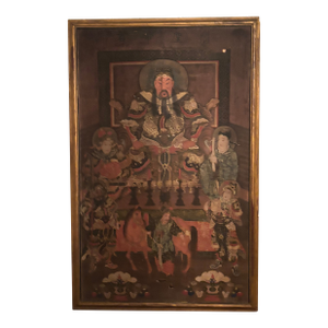 Antique Framed Hand Painted Chinese Warrior