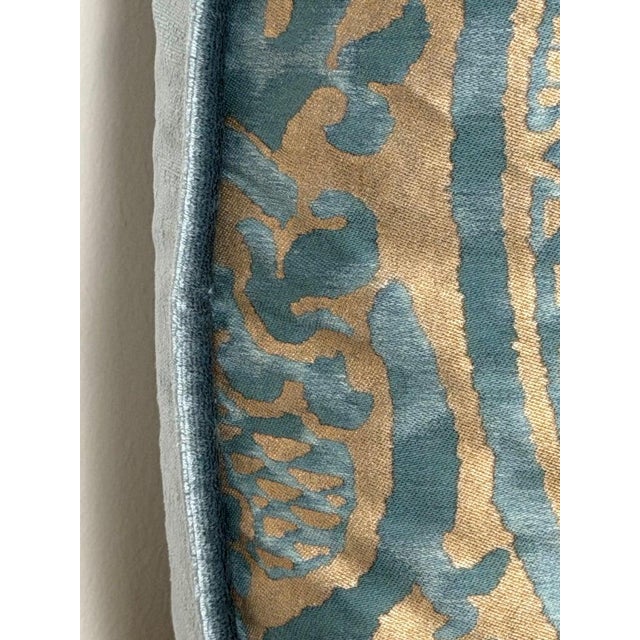 Authentic Fortuny Aquamarine Velvet & Gold Pillows, Italy, 21st Century For Sale - Image 12 of 14