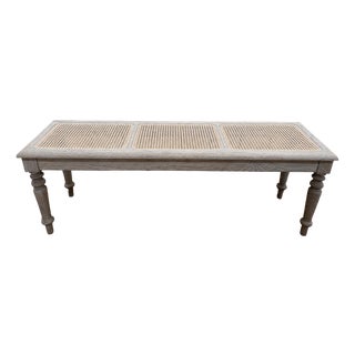 Louis Philippe Style Oak and Caning Kitchen Bench For Sale