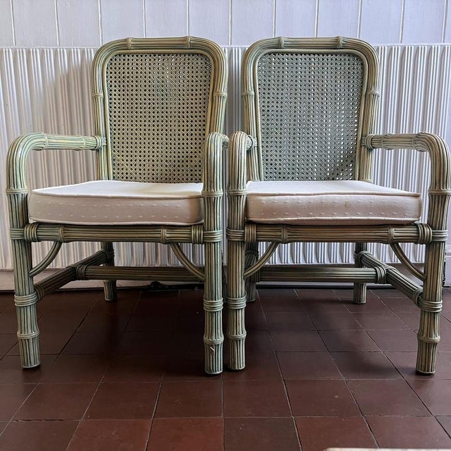 1980s Vintage Faux Bamboo Dining Chairs, 1980s, Set of 2 For Sale - Image 5 of 15