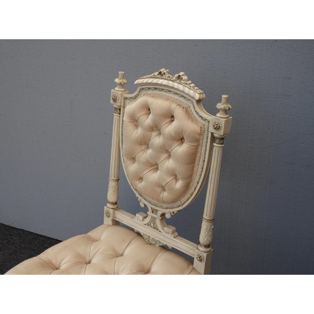 Vintage Rococo Louis XVI Style Off White French Chair For Sale - Image 10 of 11