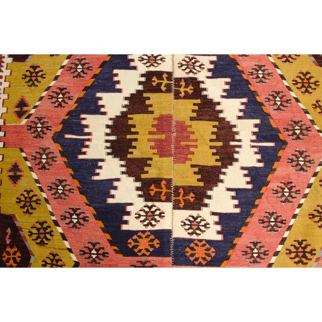 Mid 20th Century Bold Geometric Medallion Kilim Rug For Sale - Image 6 of 11