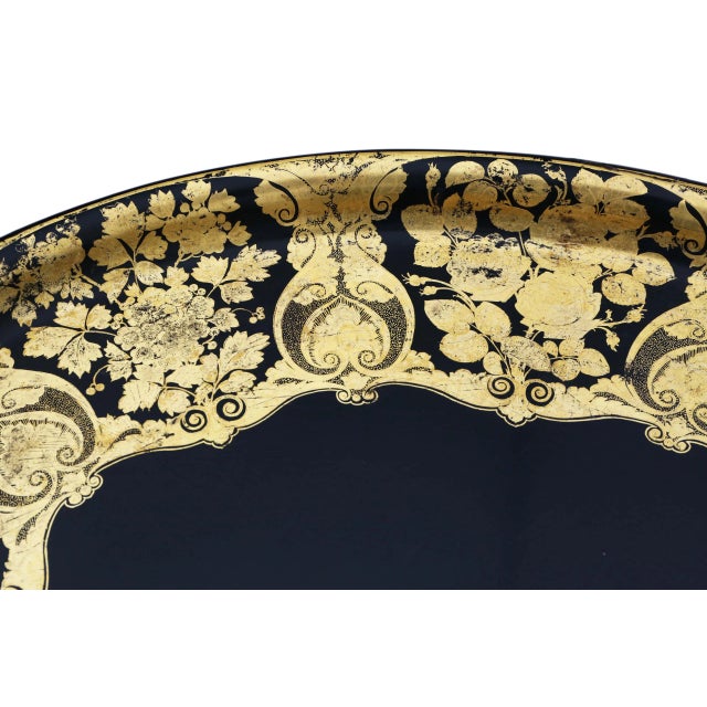 Victorian Black Lacquer Decorated Tray on Stand Coffee Table For Sale - Image 5 of 12