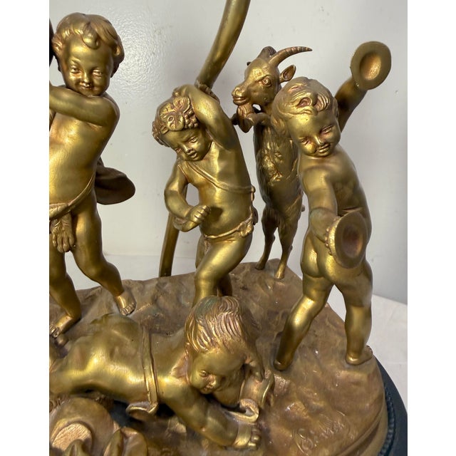 Antique Claude Michel Clodion Sevres Gilt Bronze Cherub Group Statue Table Lamp For Sale - Image 10 of 18