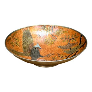 Brass/Enamel Pheonix Catchall Bowl For Sale