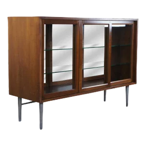 Mid 20th Century Mid Century Edward Wormley Dunbar Walnut Showcase Curio Display Cabinet