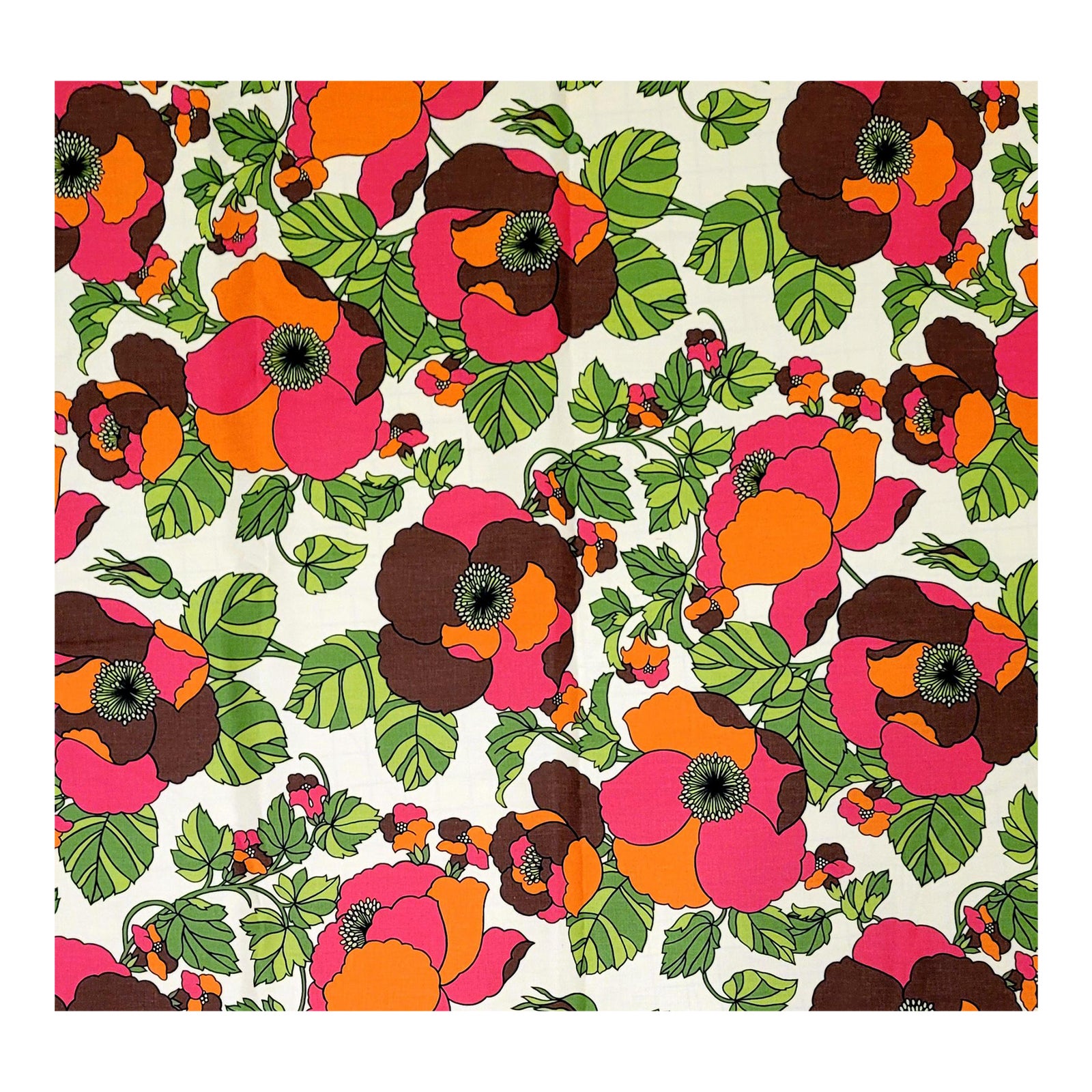 Vintage Kingsway Fabrics "Piccolo" Mod Floral Cotton Fabric 4.5 Yards