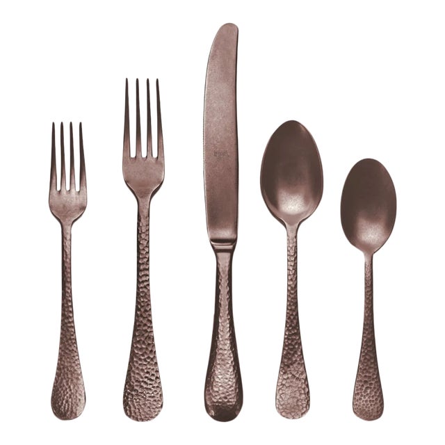 Mepra Epoque 5-Piece Flatware Set, Pewter Bronze For Sale