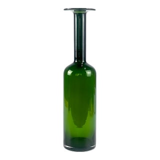 Striking Mid-Century Modern Green Bottle Vase by Otto Brauer for Holmegaard, Circa 1960s For Sale