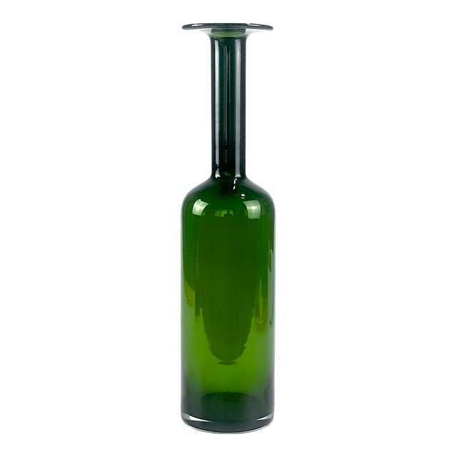 Striking Mid-Century Modern Green Bottle Vase by Otto Brauer for Holmegaard, Circa 1960s For Sale