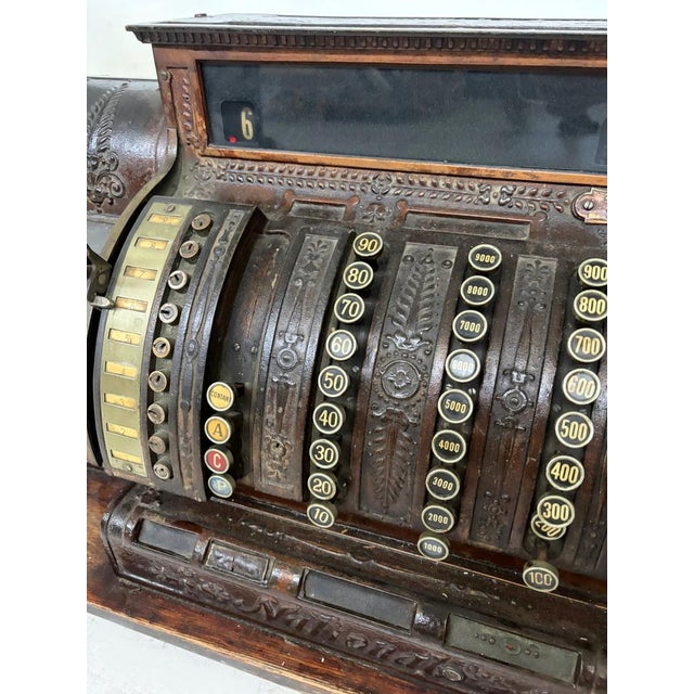 Brown Antique Art Nouveau Mechanical Cash Register from National Cash Register Company, 1929 For Sale - Image 8 of 17