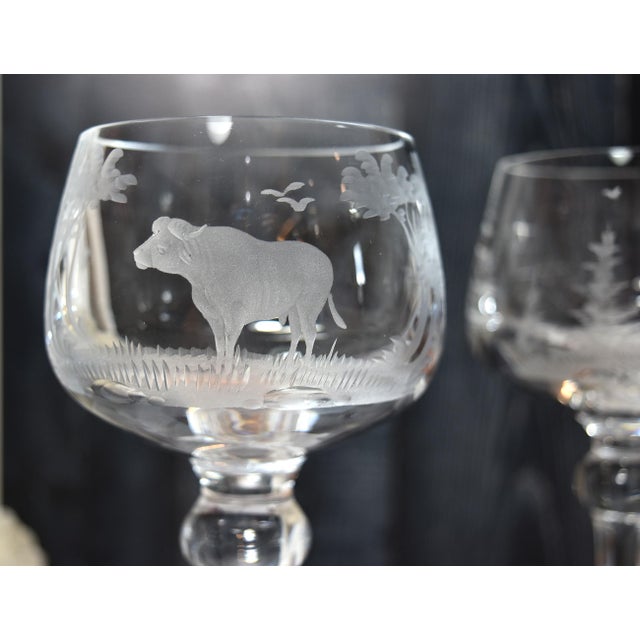 Mid 20th Century Kenyan-African Queen Lace Wine Hocks Buffalo Rhino Stag & Sable - Set of 4 For Sale - Image 10 of 17