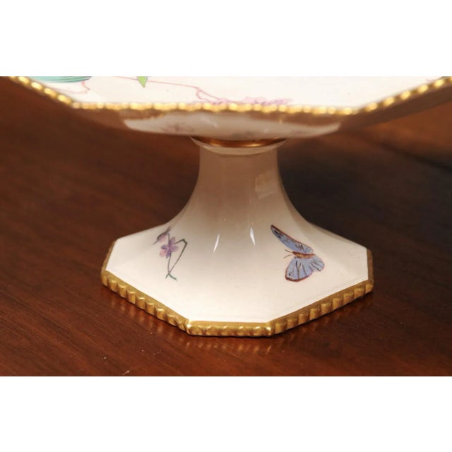 White French 19th Century Porcelain Painted Birds & Flowers Compotes- a Pair For Sale - Image 8 of 12