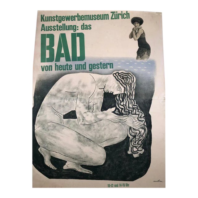 Herbert Matter Swiss Exhibition Poster on the History of Bathing and Swimming For Sale
