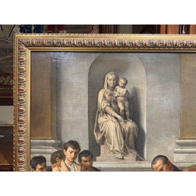 Wood 19th Century Italian Religious Oil Painting of a Bishop’s Blessing For Sale - Image 7 of 11