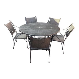 Beautiful Wrought Iron Summer Classics Patio Set Table & 5 Chairs For Sale