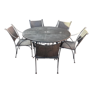 Beautiful Wrought Iron Summer Classics Patio Set Table & 5 Chairs