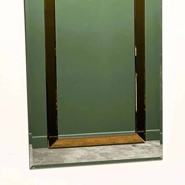 Metal Large German Beveled Mirror with Bronze-Tinted Border from Schöninger, 1980s For Sale - Image 7 of 11