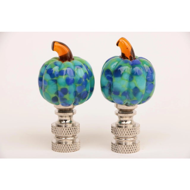Glass Pumpkin Lamp Finials on Chrome Hardware - a Pair For Sale In Madison - Image 6 of 6