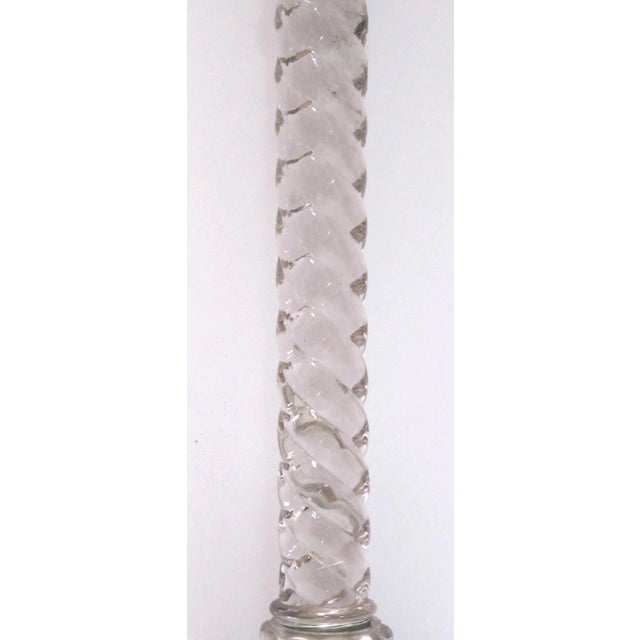 Victorian Vintage American Spiraling Clear Glass Lamps- a Pair For Sale - Image 3 of 7