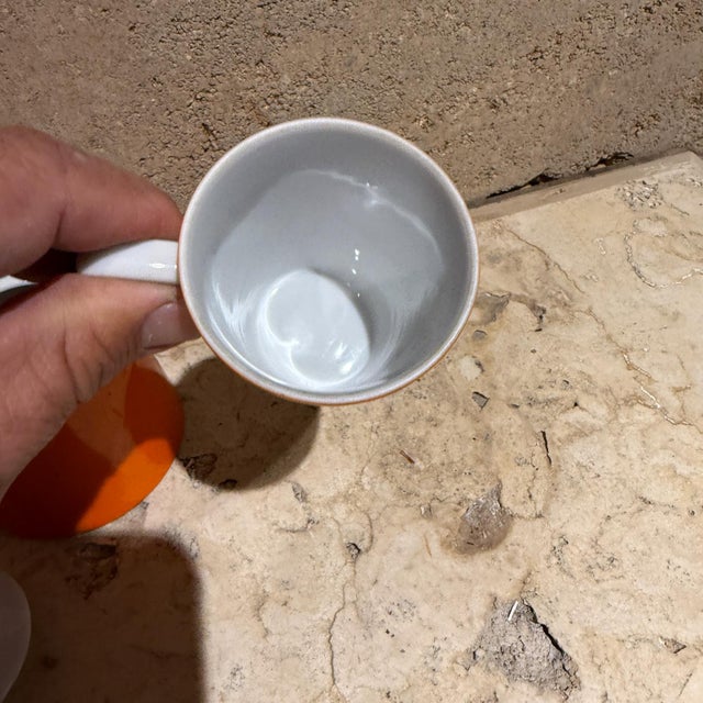 Ceramic 1960s Modernist Orange Sugar Creamer Set & Coffee Mug For Sale - Image 7 of 8