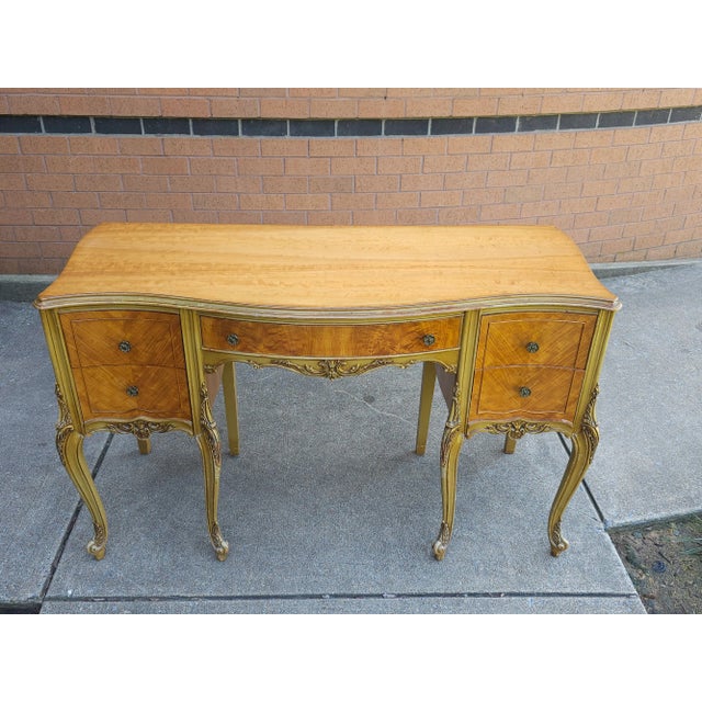 Late 19th Century Louis XVI Style Provincial Walnut Dressing Table With Protective Glass Top For Sale - Image 4 of 11