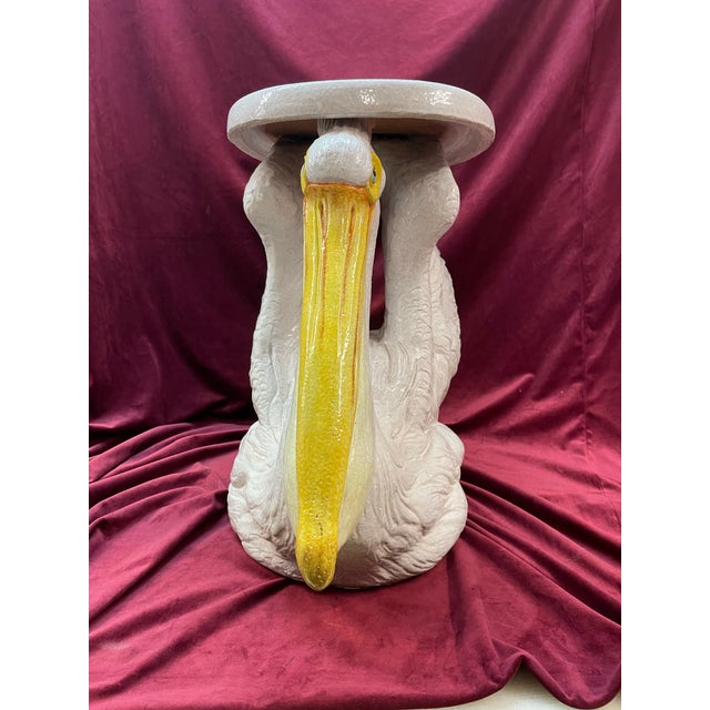 1960s 1960s Pelican Vintage Coastal Italian Ceramic Low Stool Table Terracotta For Sale - Image 5 of 12