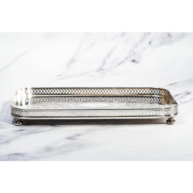 Lovely Vintage Small Silverplate Gallery Vanity Tray Luxury Home Decor For Sale In New York - Image 6 of 11