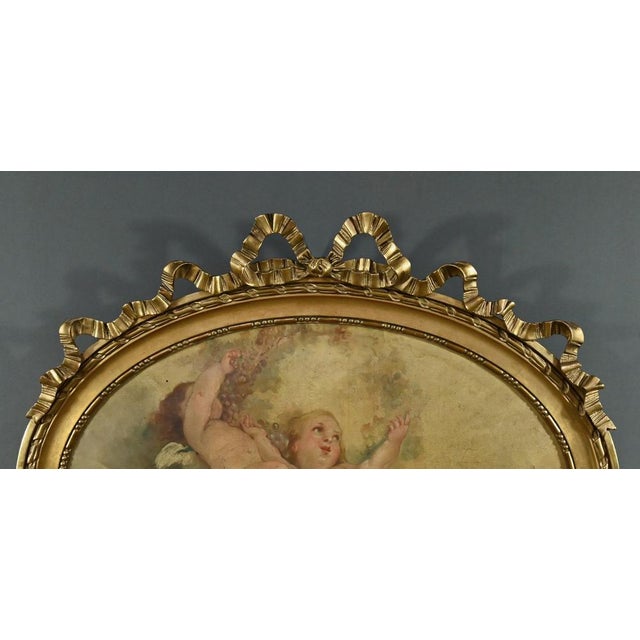 After Fragonard, Loves in the Clouds, 19th Century, Canvas Painting, Framed For Sale - Image 5 of 17