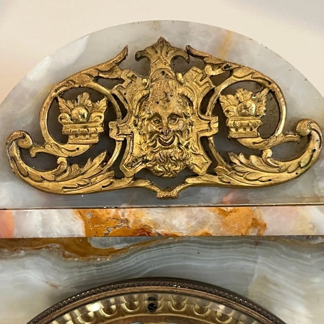 Antique French Onyx Mantel Clock, A.B. Griswold & Co. New Orleans Retailer For Sale - Image 4 of 6