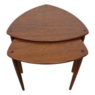 Mid-Century Danish Modern Guitar Pick Nesting Tables - Set of 2 - Refinished! For Sale