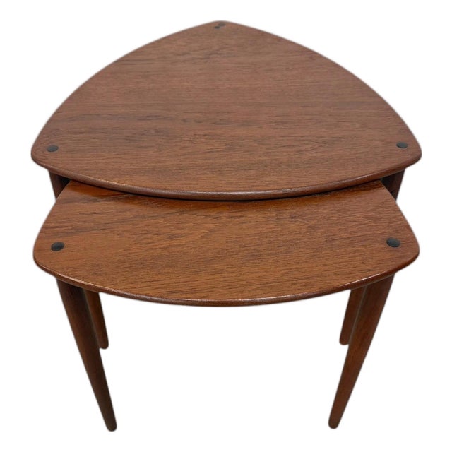 Mid-Century Danish Modern Guitar Pick Nesting Tables - Set of 2 - Refinished! For Sale
