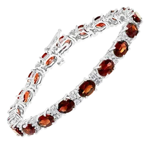 18 Carat Genuine Natural Garnet Tennis Bracelet 14 Karat White Gold