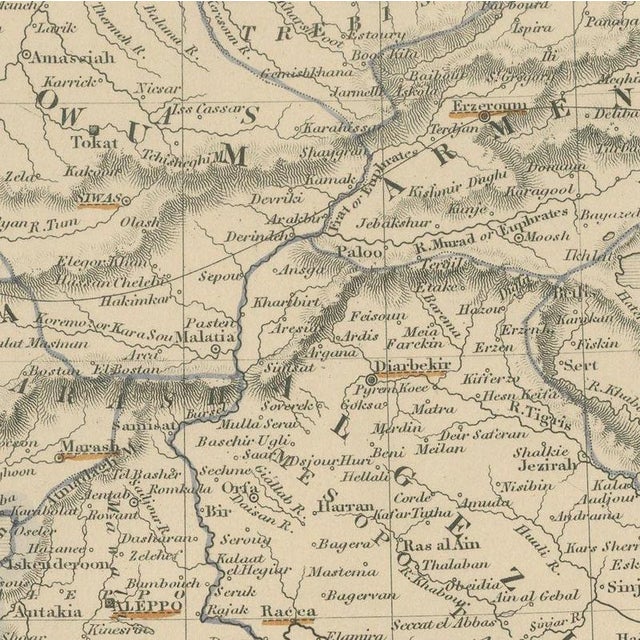 Antique Map of Turkey in Asia with Tableland Profile by Dower, 1845 For Sale - Image 4 of 12