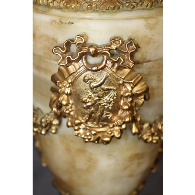 Pair French Louis XVI 19th Century Ormolu Mounted Alabaster Lamps For Sale - Image 16 of 16