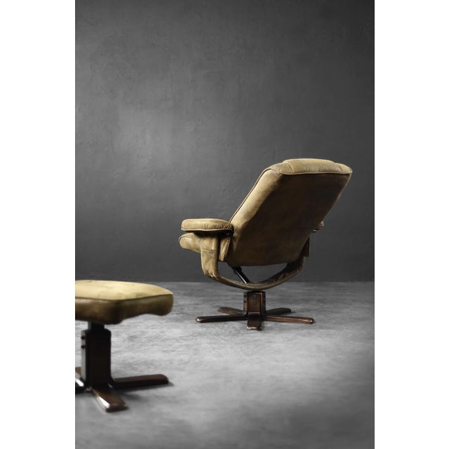 Set of Mid-Century Modern Danish Brown Swivel Chair & Ottoman, 1960s For Sale - Image 13 of 18