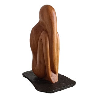 Mid-Century Minimalist Abstract Art Wooden Sculpture, 1970s For Sale