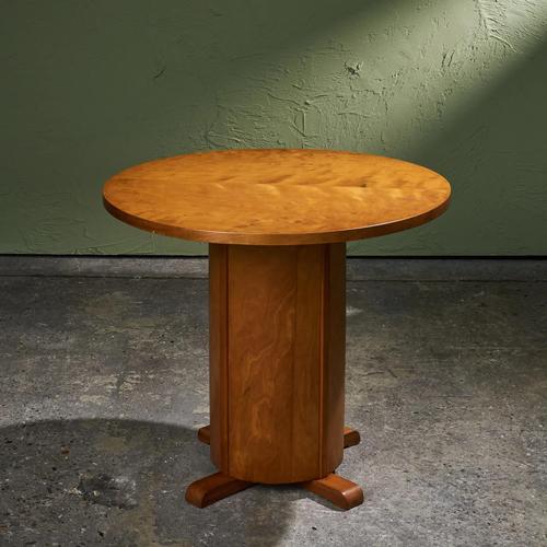 Art Deco Round Pedestal Side Table in Beech, Belgium For Sale - Image 9 of 9