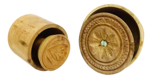 Mid 20th Century Wood Carved Floral Design Butter Mold - 2 Pieces