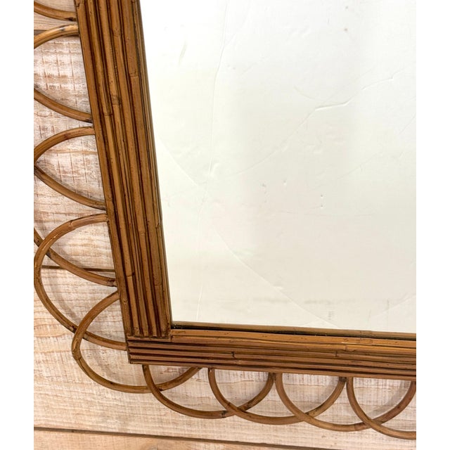 Wood Rattan Loop Wall Mirror, Sculptural Bohemian Modern, Late 20th Century For Sale - Image 7 of 12