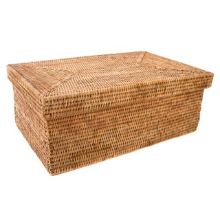 Artifacts Rattan Rectangular Box With Lid For Sale