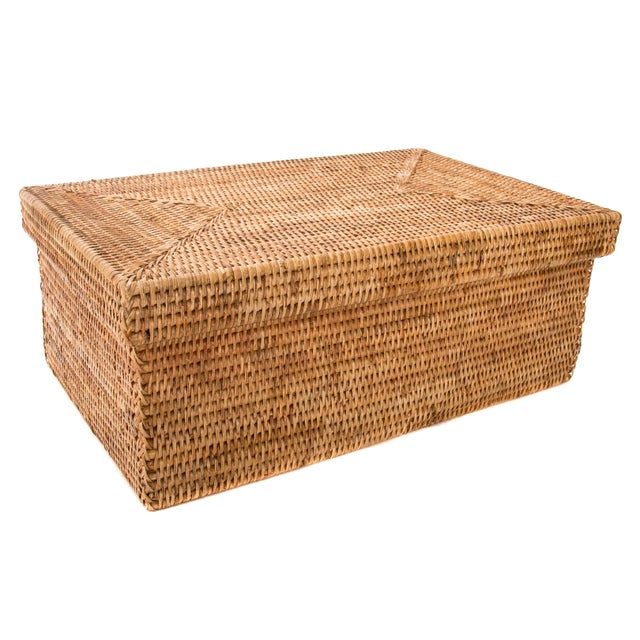 Artifacts Rattan Rectangular Box With Lid For Sale