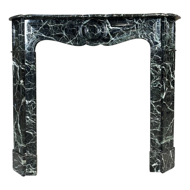 Louis XV Style Fireplace in Green Marble, 1900s For Sale