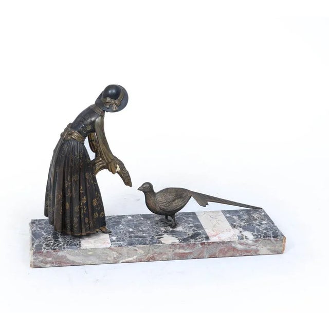 Art Deco Sculpture of Woman with Pheasant, 1930s For Sale - Image 9 of 13
