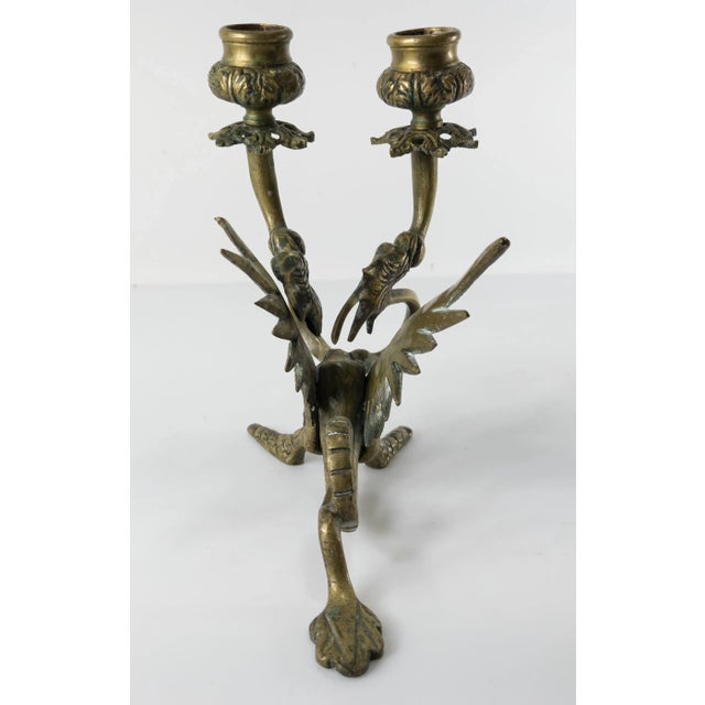 Mid 20th Century Italian Mid-Century Double Dragon Bronze Candle Holder For Sale - Image 5 of 10