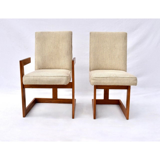 Highly unusual pair of chairs by Vladimir Kagan; Kagan-Dreyfuss, Inc, Usa, of the cubist variation in Rosewood. Gifted in...